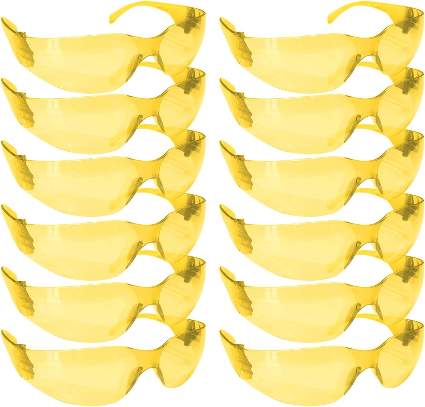 BISON LIFE Full Color Safety Glasses | One Size, Adult, Youth, Full Color Polycarbonate Lens and Temple, YELLOW, 12 per Box (1 box/12 Pairs)