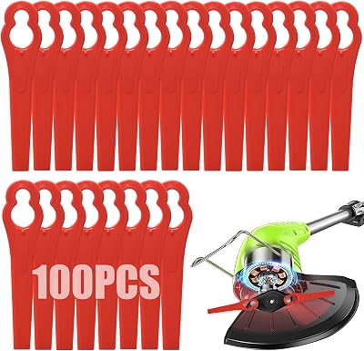 Acehome 100 Pcs Plastic Grass Trimmer Blades 83 mm for Cordless Mowers
