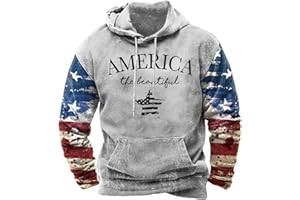 ZOCAVIA American Flag Hoodies for Men USA Graphic Hooded Sweatshirts Drawstring Western Ethnic Boys Pullover Tops