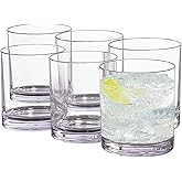 12 oz Drinking Glass Sets, Set of 6 Plastic Cups Unbreakable Drinkware Glasses Set Tumblers & Water Glasses Acrylic Clear Drinking Glasses, BPA-Free Beer Glasses for Home & Outdoors, Dishwasher Safe