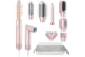 Lasomi 8 in 1 Hair Styler & Hot Air Styler, 1200W Negative Ionic Hair Dryer Brush with Auto Wrap Curlers, No Heat Damage Mult