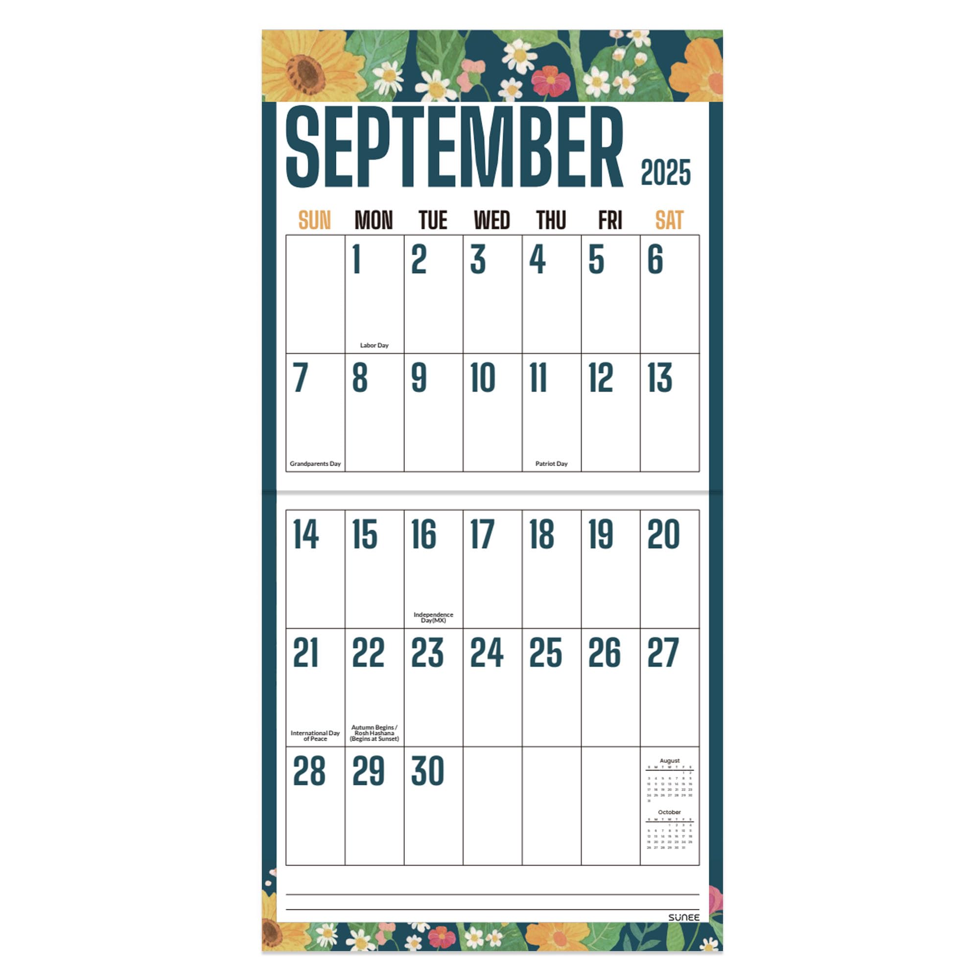 SUNEE Wall Calendar 2025-2026, Large Print Wall Calendar Sep.2025 - Dec