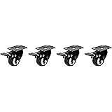 AmazonCommercial 2-Inch Top Plate PU Swivel Caster with Brake, Black, 4-Pack
