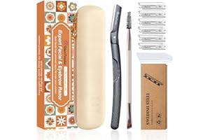 Face Razor and Eyebrow Razors+7Pcs SWEDISH Blade Refills, GlamTweeler Heavy Duty Expert Face, Body and Bikini Hair Removal Razors with Silicone Travel Case, Reusable Dermaplaning Razor for Men & Women