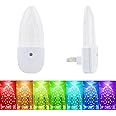 GREENIC Multicolor LED Night Light 4 Pack Bubble Pattern with Dusk to Dawn Sensor, Rotating 8 Colors, Plug in Night Light for Bedroom, Kids Room, Bathroom