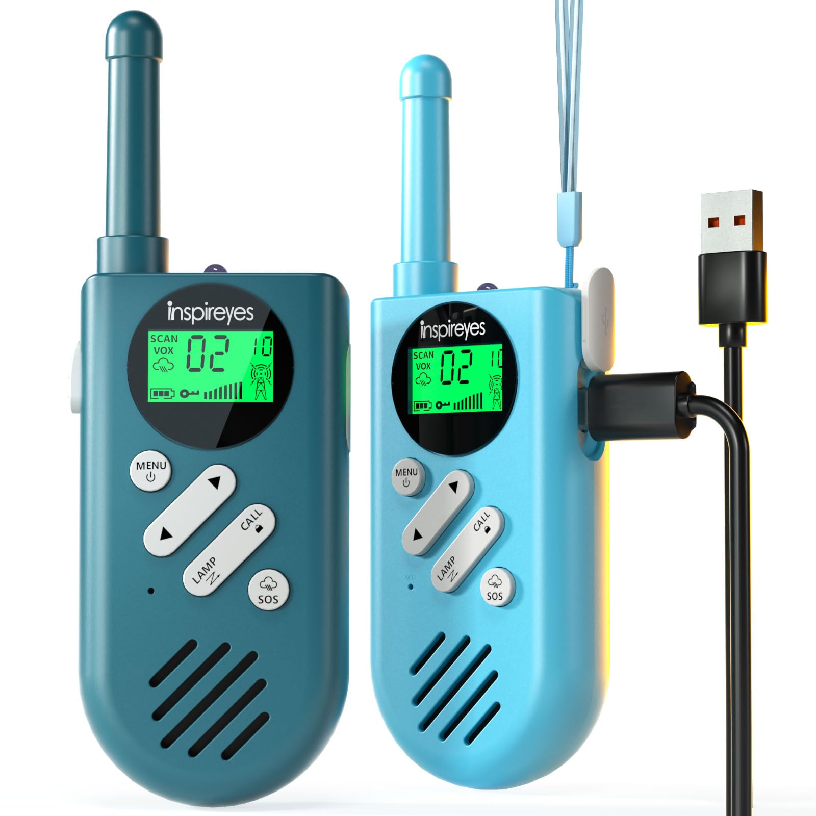 Inspireyes Walkie Talkies for Kids Rechargeable, Easter Gifts for Kids, Boys & Girls Ages 3-12, 2-Pack Long Range 2-Way Radio, 48-Hour Battery, Outdoor Camping Games Kids Toy