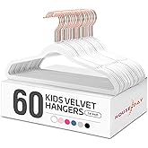 HOUSE DAY Velvet Kids Hangers 60 Pack, Premium Childrens Hangers for Closet, Ultra Thin Cute Clothes Hanger, Non Slip Small Felt Hanger 14 Inch for Kids Clothes, White