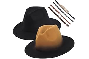 GEYANUO 2 Pack Mens Womens Fedora Hat Classic Wide Brim Floppy Panama Hat with Ring Belt Buckle Fashion Fedora Hat