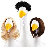 Dansydaisy 3 Pcs Porch Goose Wigs,Porch Goose Outfit Suitable for 17 Inch and 23 Inch Statue,Cute Outdoor Statue Accessories,Patio Yard Goosey Wig for Lawn Goosey Garden(Shocking)