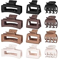 12 PCS Hair Clips for Women - 3 Styles Medium Small Claw Clips for Thin Thick Hair, Natural Color