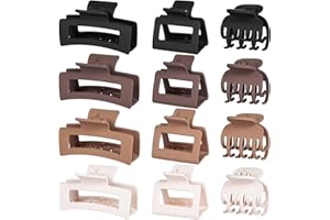 12 PCS Hair Clips for Women - 3 Styles Medium Small Claw Clips for Thin Thick Hair, Natural Color
