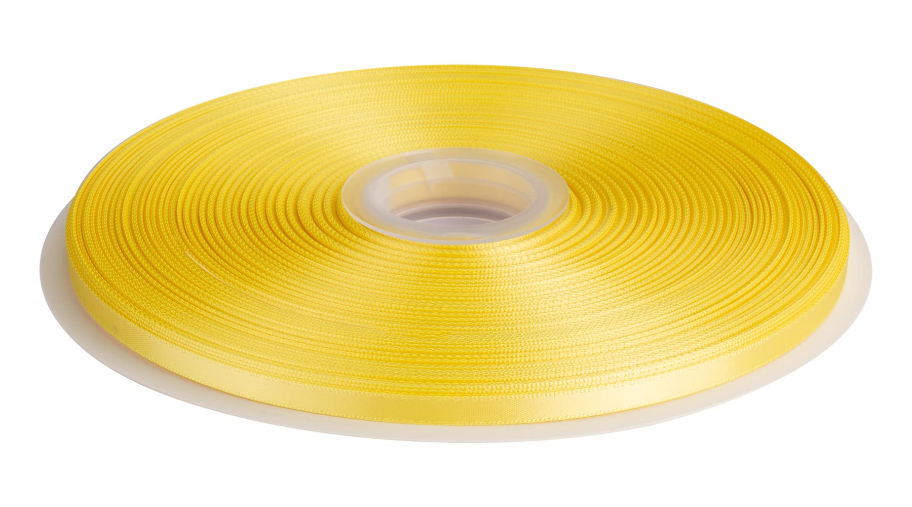 Double Faced Satin Ribbon, 6mm X 91M, Solid Polyester Ribbon for Gift Wrapping, Crafts, Wedding Party Ceremony Decoration, Floral Arrangement, Sewing (Lemon)