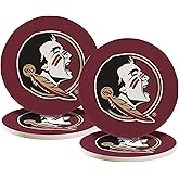 Desert Cactus Florida State University Circle Ceramic Coasters 4 Pack Seminoles FSU Absorbent Drink Coasters with Cork Backing (Design A)