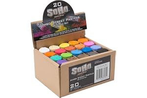 Soho Urban Artist Professional Oil Pastels - Jumbo Street Pastel Set of 20 Colors, 1" Diameter, 2.7" Length, Non-Toxic, Brilliant Pigments, Ideal for Pavement, Less Crumbling than Sidewalk Chalk
