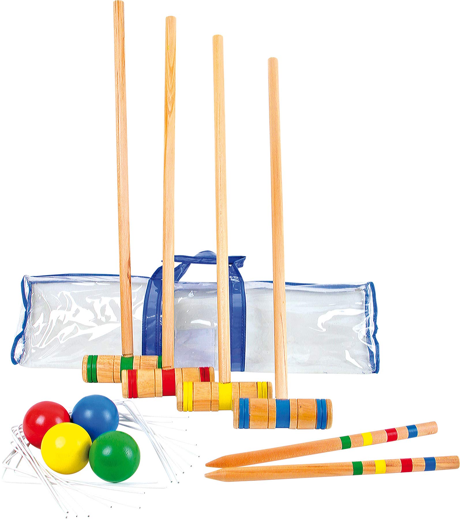 small foot 1050 croquet set made of wood, outdoor toy incl. accessories plus carry bag, 19 pieces, from 5 years on