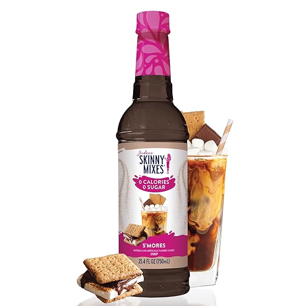 JORDAN’S SKINNY SYRUPS SUGAR FREE COFFEE SYRUP, SMORE’S FLAVOR DRINK MIX, ZERO CALORIE FLAVORING FOR LATTES, PROTEIN SHAKE, FOOD & MORE, GLUTEN FREE, KETO FRIENDLY, 25.4 FL OZ, (PACK OF 1)