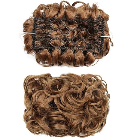 Hybreace Messy Rose Bun Hair Scrunchies Wig Easy To Wear Curly