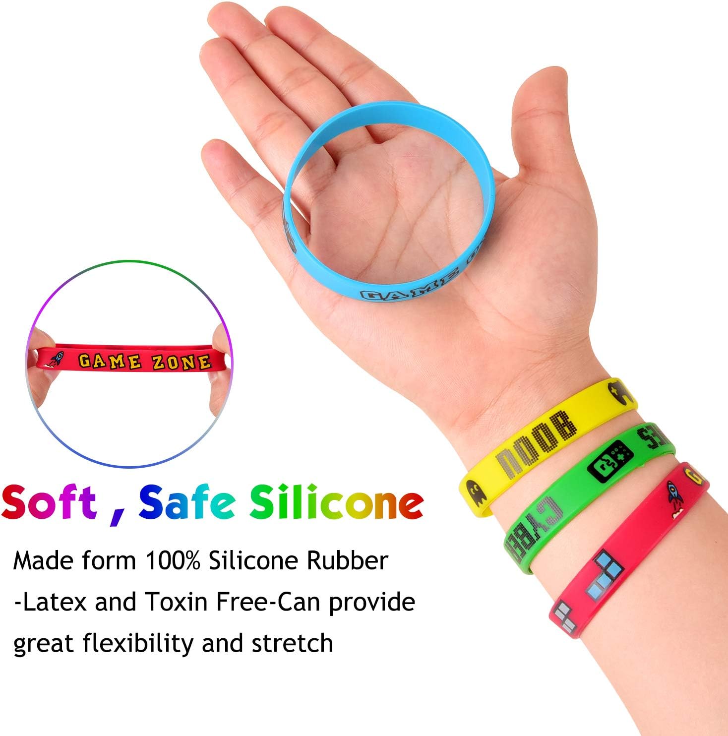 Game On Party Supplies Favors 24 Pieces Video Game Goodie Bags and 24 Pieces Video Game Bracelets Wristbands For Kids Birthday Video Game Party Supplies Favors: Toys & Games