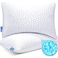 Cooling Gel Pillows for Sleeping, Memory Foam Pillows 2 Pack, Bed Pillows Queen Size Set of 2, Firm Pillow for Side and Back