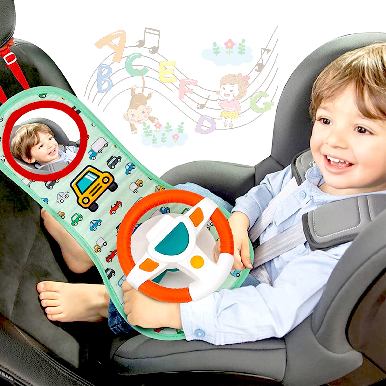 COVTOY Baby Car Seat Toys for Infants with Mirror