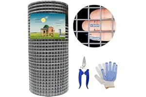 Jhanw 19 Gauge Hardware Cloth 1/2 inch 12" X 50 ft, Hot-Dip Galvanized Wire Mesh Fence, Chicken Wire Mesh Roll for Making Pet Proof Wire Mesh, Poultry Netting Cage, Garden Protection