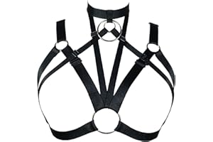 JELINDA Womens Gothic Cupless Cage Strappy Bra Harness Bra