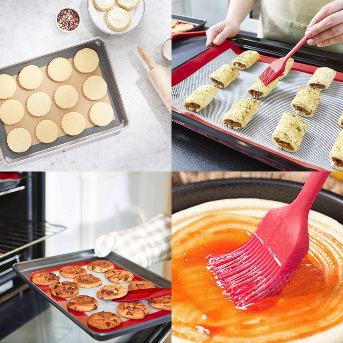 Silicone Baking Mat Set, Half Sheets Cooking Macaron Pastry Mats, Non-Stick Large Liner 11 5/8 ×16 1/2: Kitchen & Dining