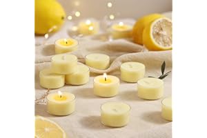 LAMORGIFT Scented Tea Lights Candles, Lemon Zest, 8 Pack – Soft Yellow Scented Tealight Candles – 100% Palm Wax, 6 Hour Burn Aromatherapy Tea Light Votive Candle for Holiday Brunch, Kitchen Decor, Summer Fresh