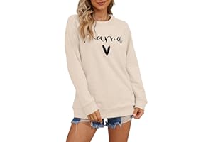 BONITEE Sweatshirt for Women Mama Shirt Cute Mom Sweater Casual Crewneck Raglan Sleeve Pullover Hoodies Tops