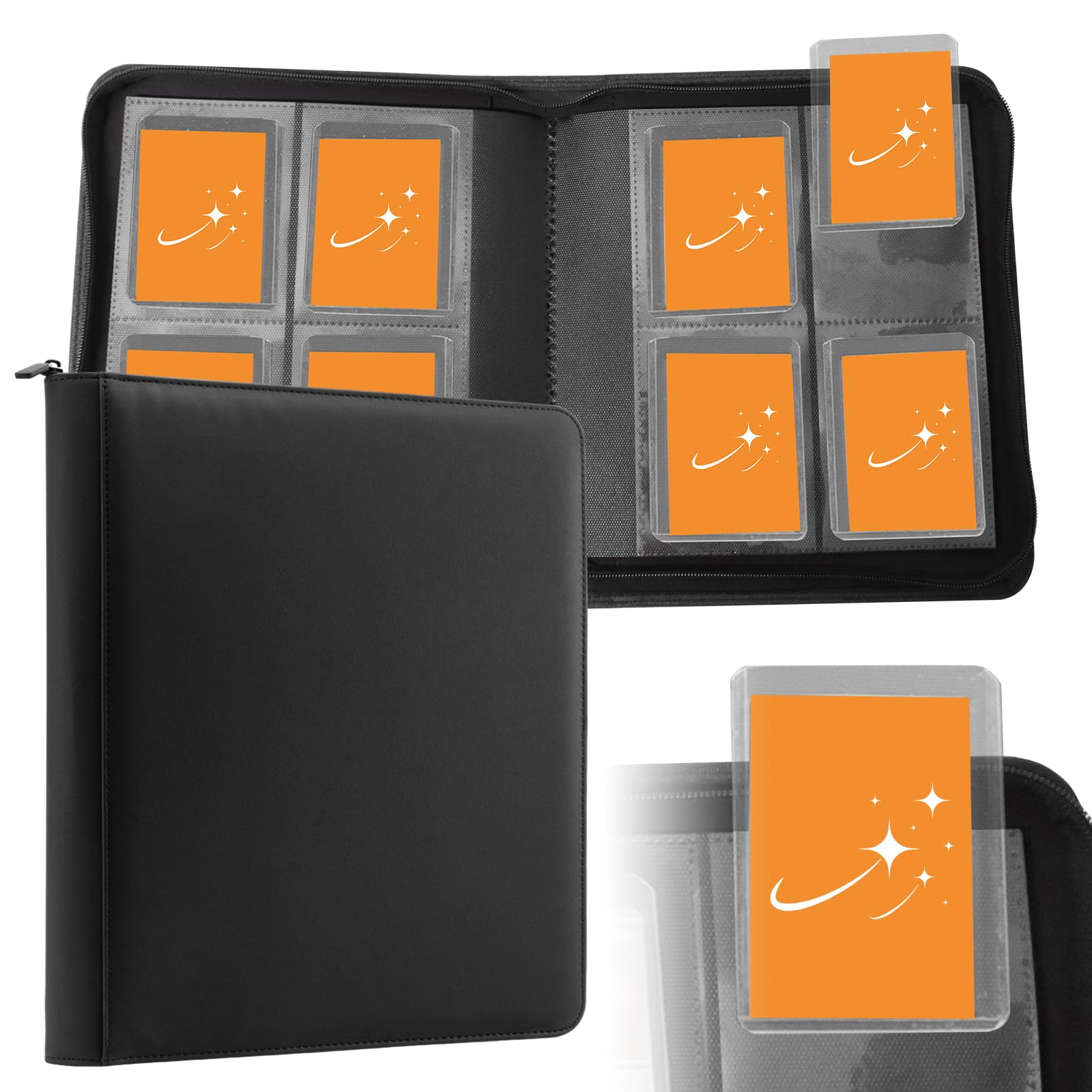 Toploader Binder, Holds 160 Toploaders, 4 Pocket Top Loader Holder with 20 Double Sided Sleeves for 7.6 x10.1cm Rigid Card Holders for Trading Cards or Sports Cards in Toploaders (TH1)