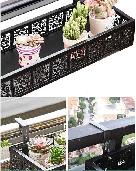 Puesto de plantas Soporte de flores de barandilla de hierro ...