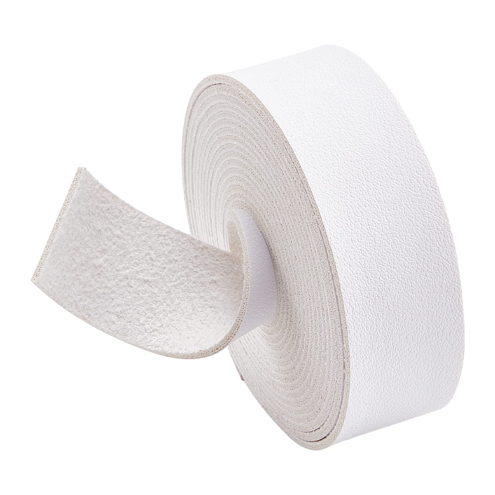 BENECREAT 98 Inch/2.5m Lychee Pattern White Leather Strap, 25mm/1 Inch Wide Flat Single Face Imitation Leather Straps for Cowhide Heavy DIY Craft