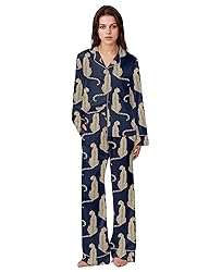 SHESHOW Women Satin Pjs Sets Long Sleeve Button Up