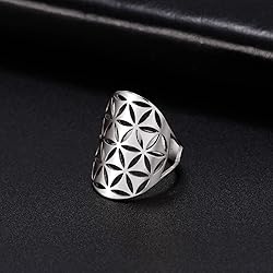 Amaxer Cutout Flower of Life Mandala Ring for Women