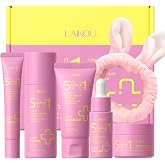 LAIKOU 5 in 1 Skin Care Set, Glow up Gift Set for Women, Skincare Gift Set | Hydrolyzed Collagen Eye Cream, Toner, Cream, Serum, Cleanser and Headband for Women Teen Girls Mother's Day Christmas