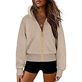 IWD Zip Up Hoodie for Women Fleece Cropped Oversized Sweatshirts Long Sleeve Casual Jackets Winter Outfits 2025