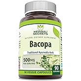Herbal Secrets Bacopa Powder 500 Mg 90 Veggie Capsules Supplement | Non-GMO | Gluten Free | Made in USA