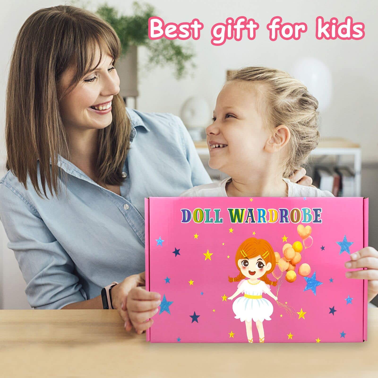 84 Pack Doll Clothes and Accessories with Doll Closet for 11.5 Inch Doll Fashion Design Kit Girl Including Wedding Dress Fashion Dress Outfits Tops and Pants Shoes Hangers Bags Necklaces