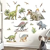 Amimagen Large Dinosaur Wall Stickers - Tropical Palm Tree Leaf Dino Wall Decals - Nursery Kids Baby Boys Room Daycare Playroom Classroom Wall Decor