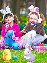 Aisszhao 2 PCS Rabbit Wind Up Toys Kids Clockwork Jumping Chick Easter Gift view 6
