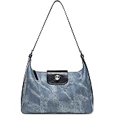 LA FESTIN Leather Purse Denim Blue Crossbody Bag for Women Large Capacity Shoulder Hobo Designer Tote with Adjustable Strap - Perfect for Everyday Use