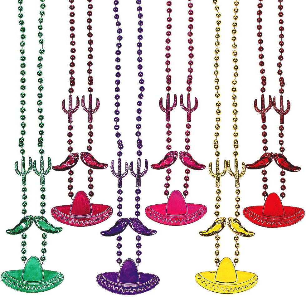 Fiesta Beads Necklaces (12 Pack) Fiesta Cinco de Mayo Mexican Party