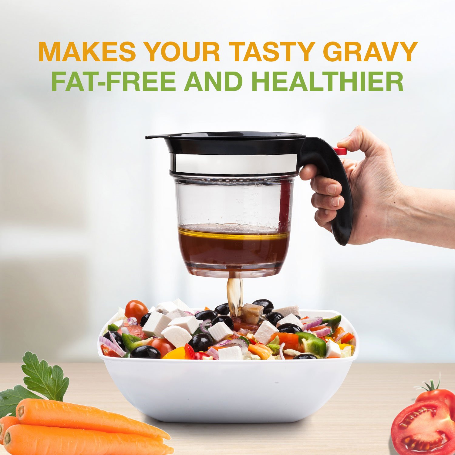Best 4 Cups Gravy Separator and Fat Separator (32 Ounces) Makes Healthier Gravy, Soup Or Sauce