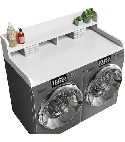 Royxen Laundry Countertop With Storage Universal Fit, Washer And Dryer Countertop With Shelf Laundry Room Storage 2 Tier Shelf Grey
