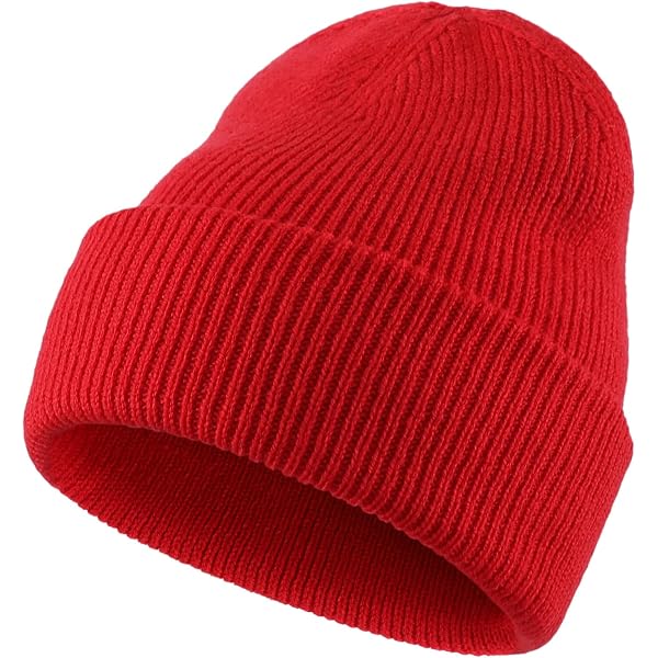 Cap911 Unisex Plain 12-Inch Long Red Beanie Soft Winter Hats