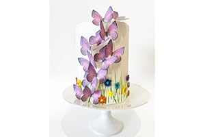 SUGAR ROBOT INC. Sugar Robot Edible Butterflies for Cake Decorating- Large Size Butterfly Decorations - Cake Toppers and Cupcake Toppers - Made in the USA - Premium Crafted (Light Purple)
