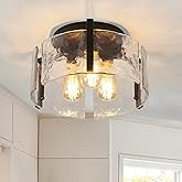 Black Semi Flush Mount Ceiling Light Fixture, 3-Light Modern Hallway Light Fixtures Ceiling Mount, Foyer Kitchen Lighting Fix