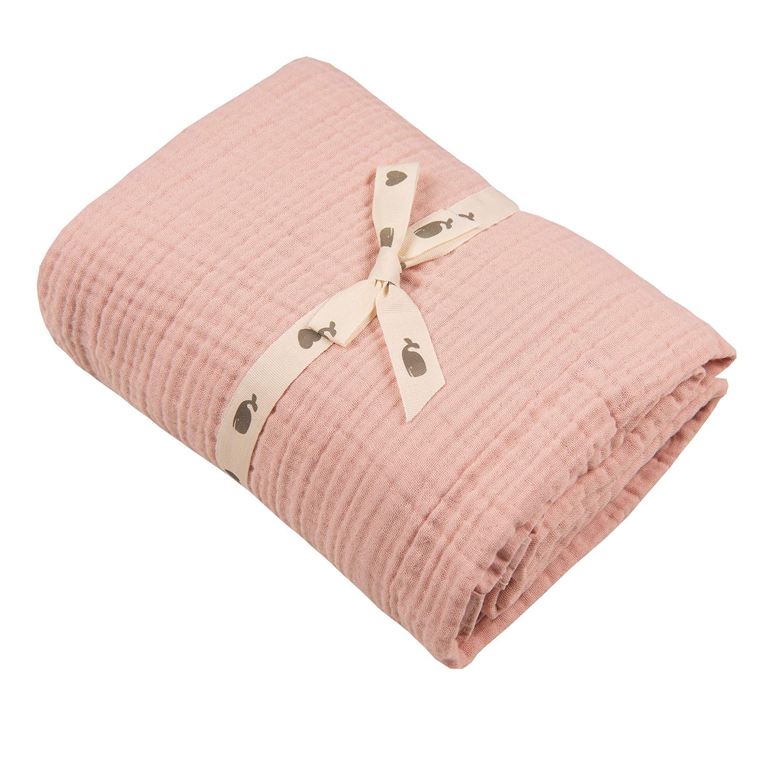 Muslin Blankets, Baby Toddler Quilt, 4 Layers, 100% CottonStroller Blanket, Hypoallergenic, Super-Soft, Breathable and Lightweight Swaddle, Nursery & Crib Blanket,Large (120 X 90 cm) (Pink)