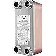 AB Plate Heat Exchanger, 4"x 12" 20 Plates Water To Water Heat Exchanger, Copper/SS316L Stainless Steel Brazed Plate Heat Exchanger For Floor Heating, Water Heating, Snow Melting