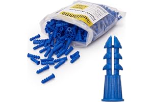 Qualihome Ribbed Plastic Drywall Anchors - Wall Anchors for Drywall - Plastic Screw Anchors for Secure Fastening (Bulk Pack, #10-12 x 1)